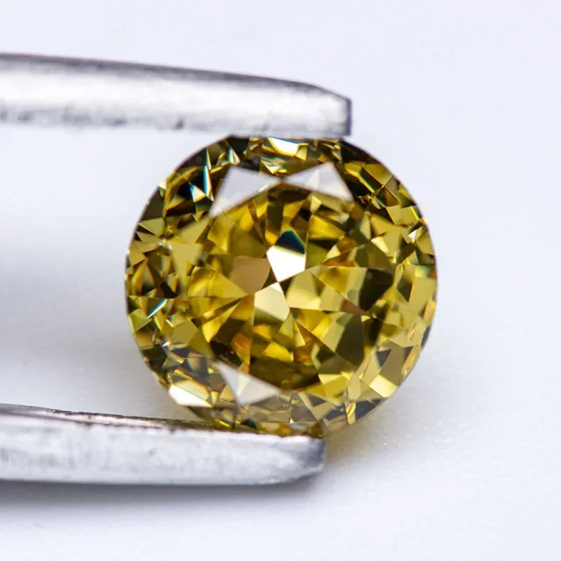 

Cubic Zirconia Stone Light Yellow Color Round Shape 4k Crushed Ice Cut Synthetic CZ Gemstone for Diy Jewelry Making Materials