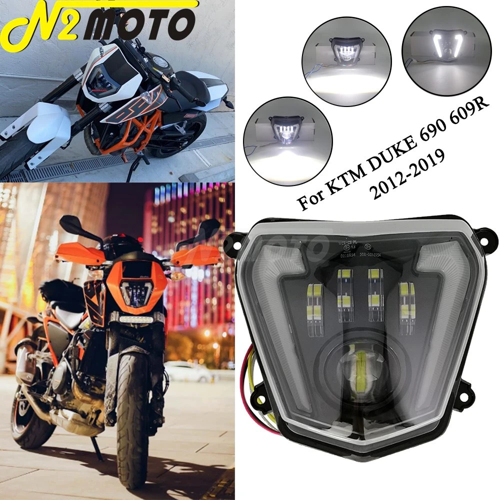 Motorcycle Led Headlight High/low Beam With Angel Eyes Drl Assembly Kit Replacement Head Lights