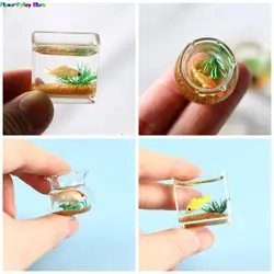 1X Dollhouse Miniature Glass Fish Tank Bowl Aquarium Doll House Home Ornament Toy For Dollhouse Decals