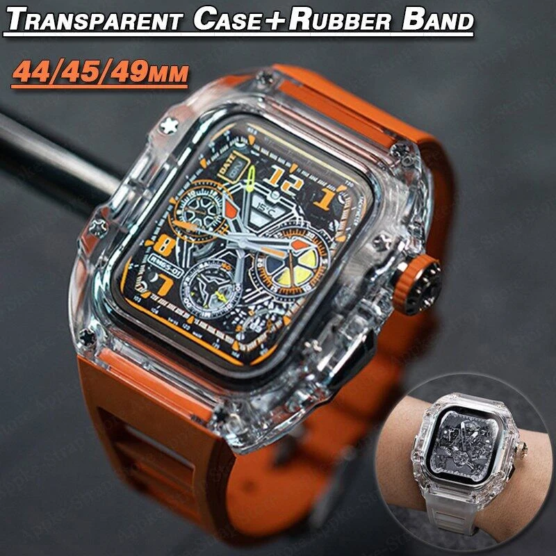 Luxury-Transparent-Case-for-Apple-Watch-Ultra-49mm-Mod-Kit-Fluororubber ...