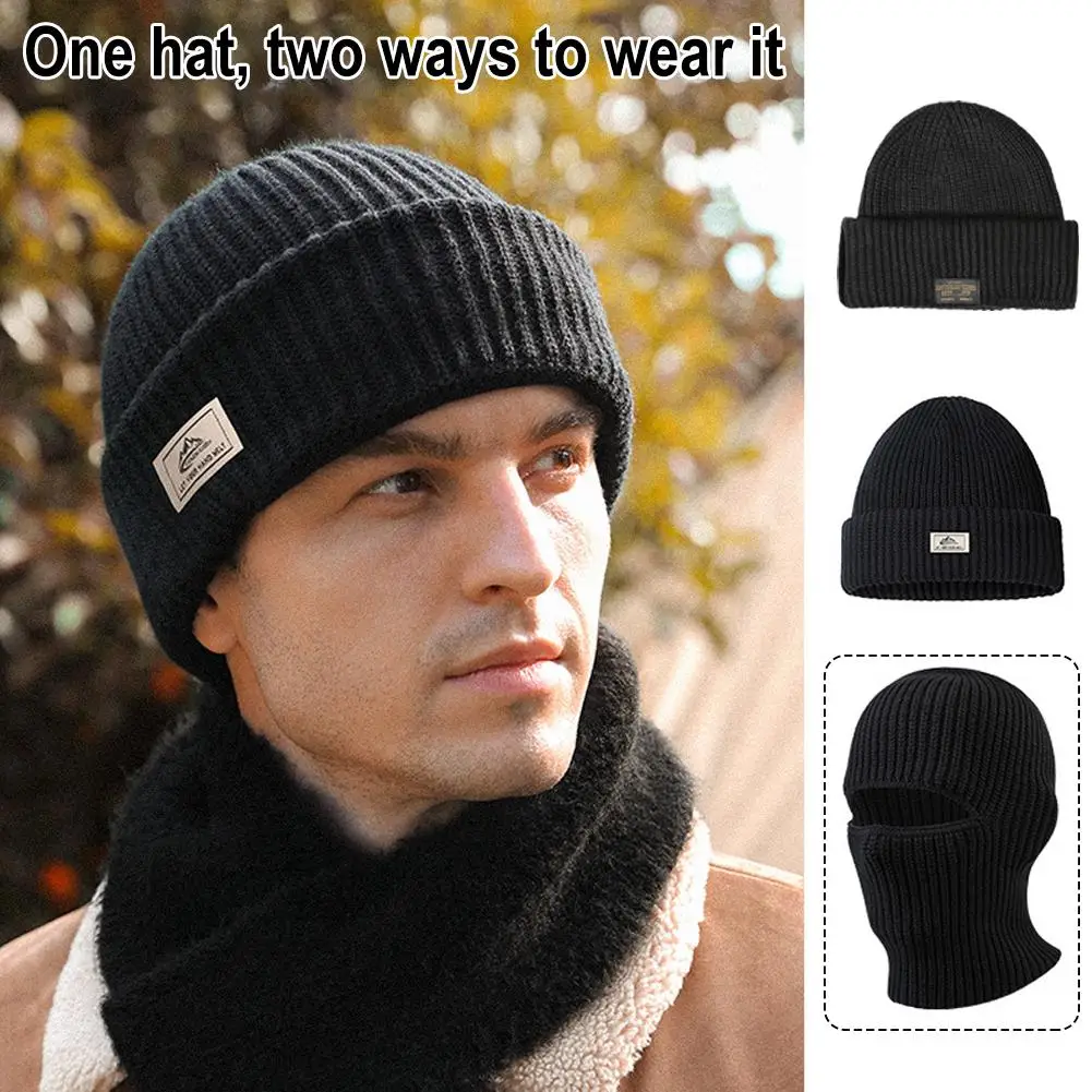 

Unisex Winter Warm Knitted Hat 2 IN 1 Face Mask Stylish Riding Cap Thickened Windproof Fishing Soft Comfortable Warmth S1B8