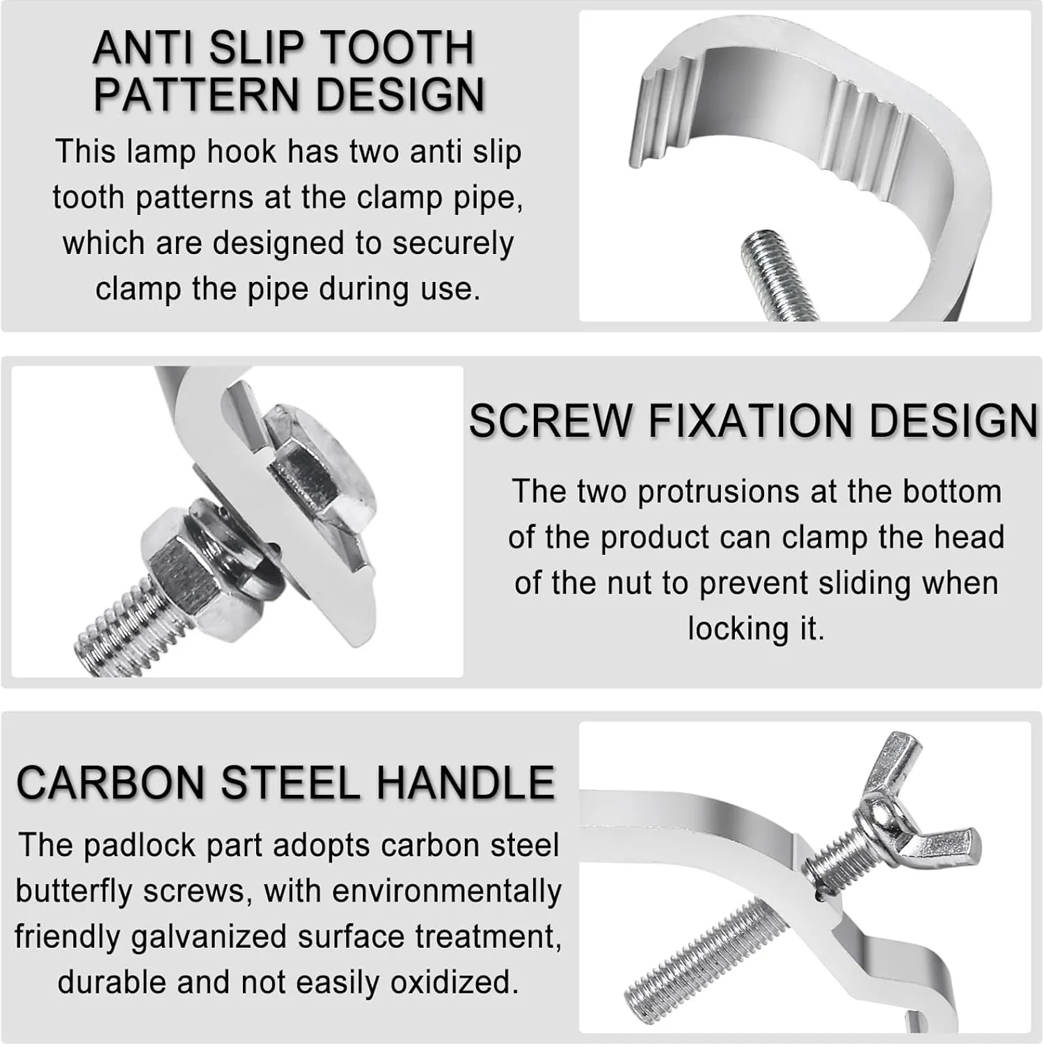 1.65-2.36 inch Stage Light Clip Hook Aluminum Truss C-Clamp, Heavy Duty Stage Li