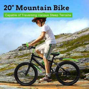 20In Mountain Bike 7 Speeds Adjustable Height Kids Bicycle for Boys, Girls MTB Children's Bicycle with Double Disc Brake 1
