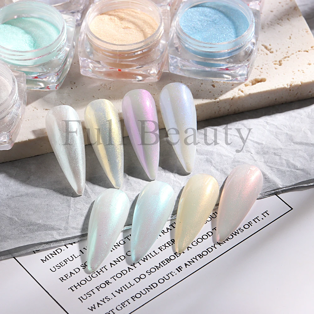 1Box Nail Aurora Powder Fairy Glitter Pearl Rubbing Dust Pigment Chrome Sequins Nail Art For Manicure Decoration NLCGH01-08