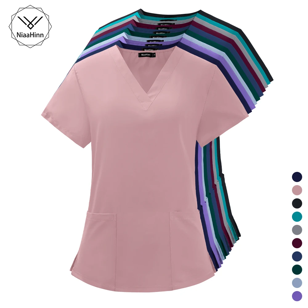 

Летняя тонкая одежда для ухода за домашними животными, топ для медсестер, многоцветная униформа для стоматологических клиник, оптовая продажа, стрейчевая рубашка, униформа для медсестер