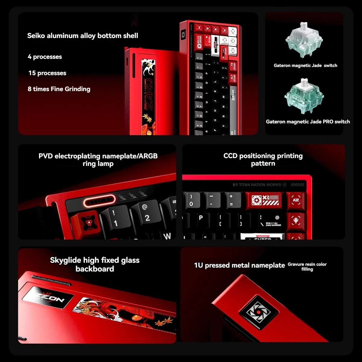 TITAN68 Aluminum Keyboard Gateron Magnetic Jade Switch 8K HZ