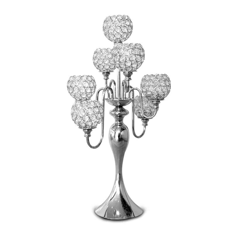 

7-Candle Crystal Candelabra Candlestick Candle Holder Wedding Event Stand centre de table mariage