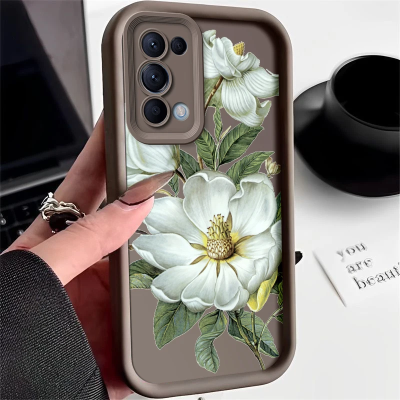 Elegant Flower Painted Silicone Phone Case - Anti-Drop Soft Cover