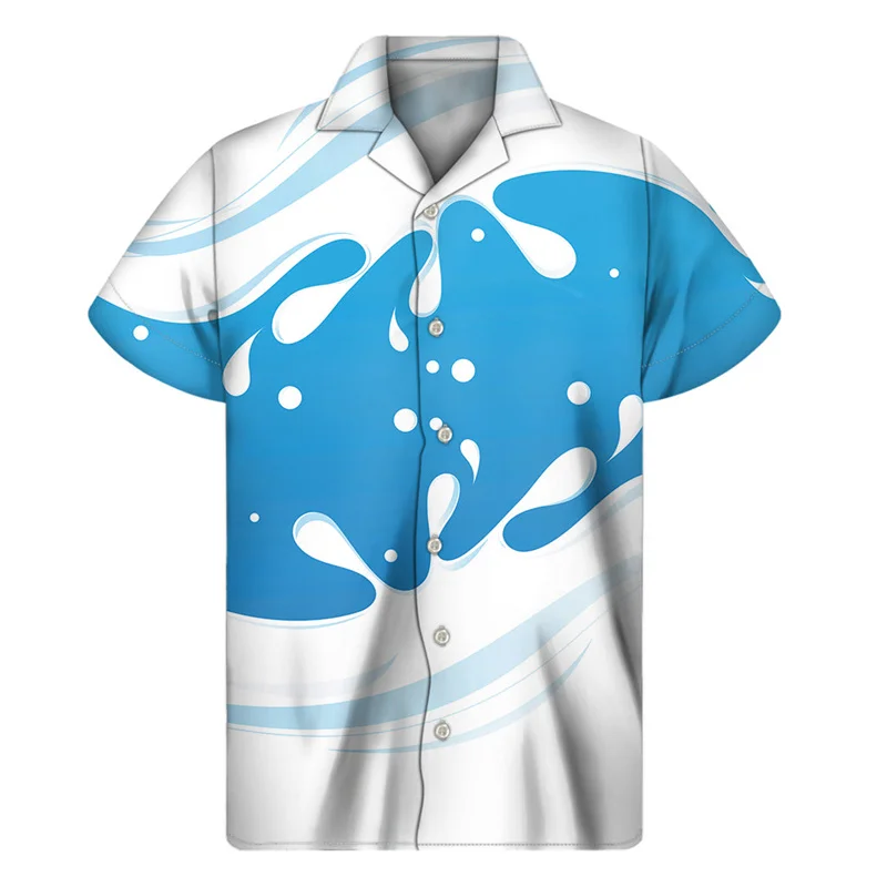 Coffee Beans Milk Graphic Hawaiian Shirt Men 3D Print Shirts Harajuku Fashion Short Sleeve Tees Street Oversized Button Blouse