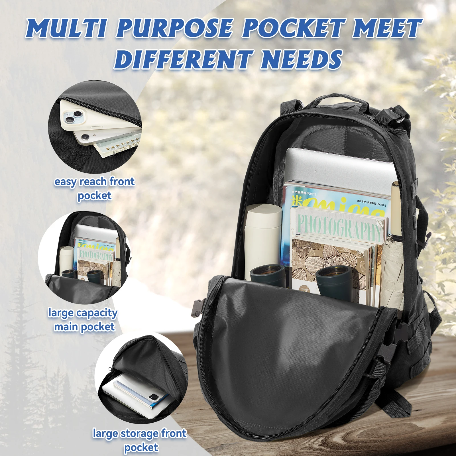 Men's Travel Backpack 30/45L Tactical Climbing Outdoor Hiking Camouflage Multifunctional Bag Military Backpack  Assault Pack