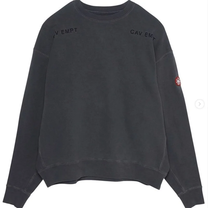 

LIFE CAVEMPT Streetwear Men's Round Neck Sweatshirt Y2k Dark Grey in Autumn and Winter Long-sleeved Shirt Women Colths