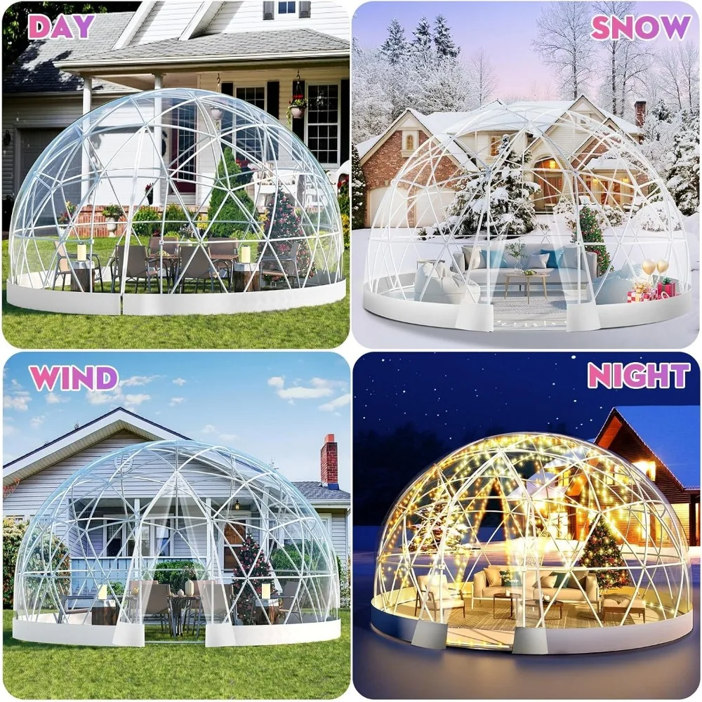 Greenhouse Dome Igloo Bubble Tent House Outdoor, Upgraded Geodesic Dome Greenhouses with Transparent PVC Cover, Greenhouse 4