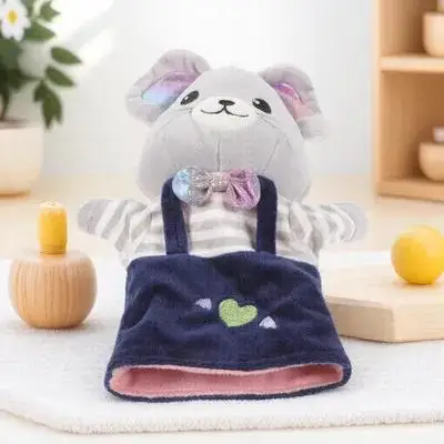 귀여운 마우스 손인형은 부모와 자녀 사이의 감정적 의사소통을 향상시킵니다. 완벽한 선물, 생일 교육용 인형