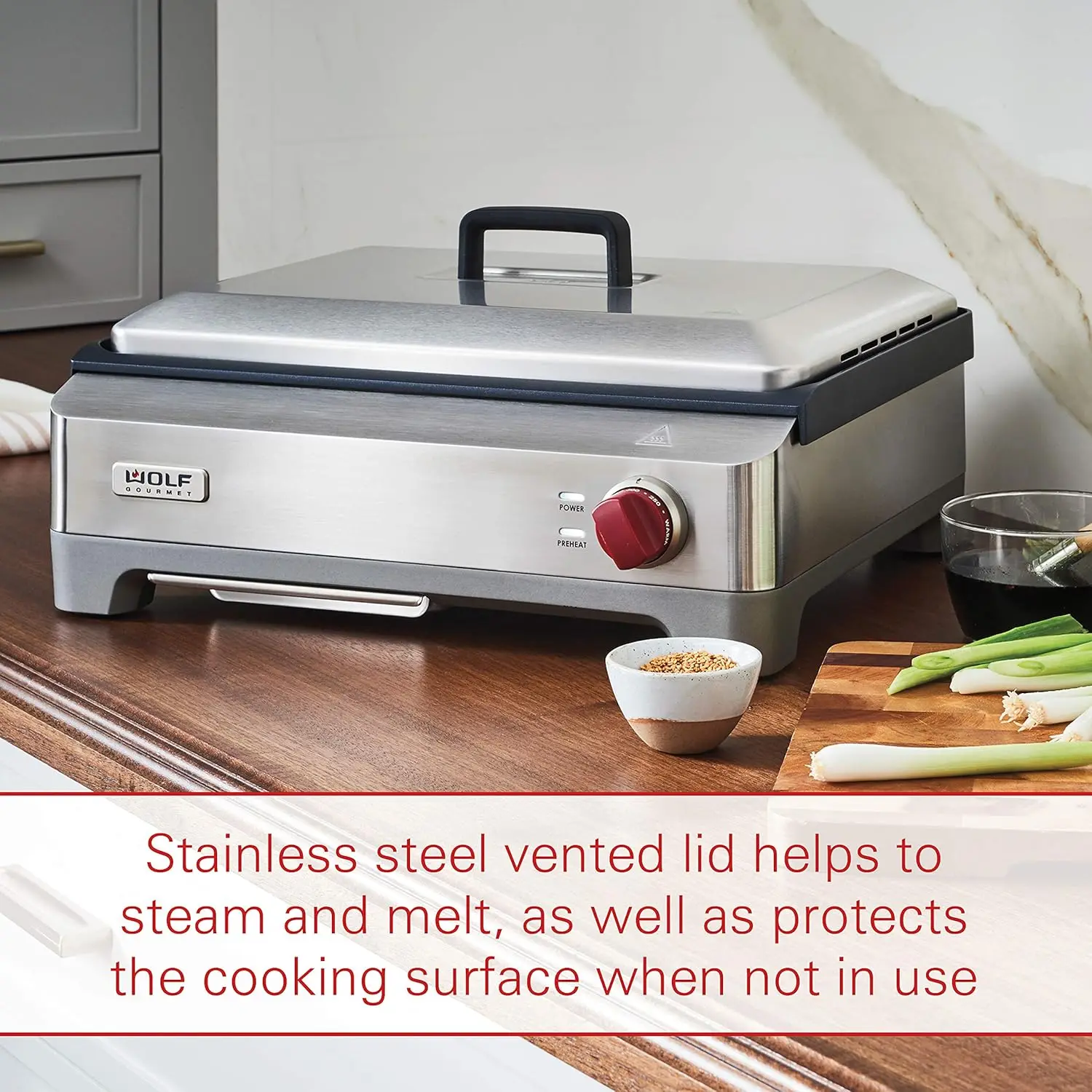 Gourmet Precision Electric Griddle, Indoor Grill, 200 sq. in, Nonstick Coating, Advanced Temperature Control, Stainless Steel, R 3