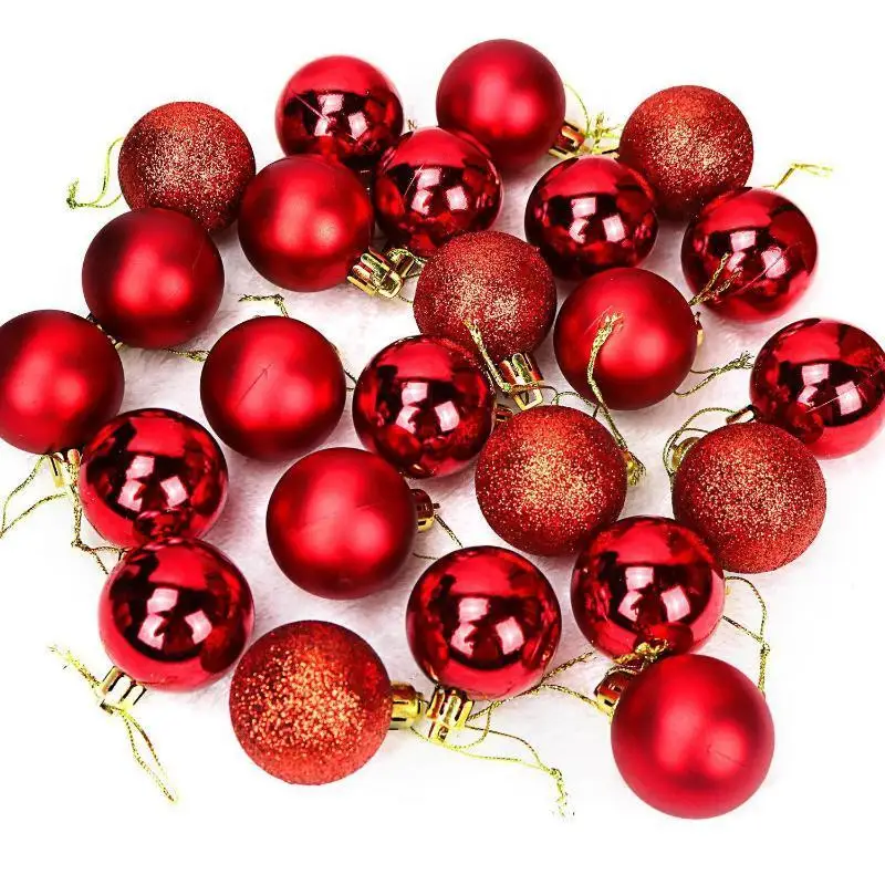 24Pcs/box Christmas Decoration Balls 4/6cm Christmas Tree Decoration Hanging Ornaments Family Gathering Christmas Decorations