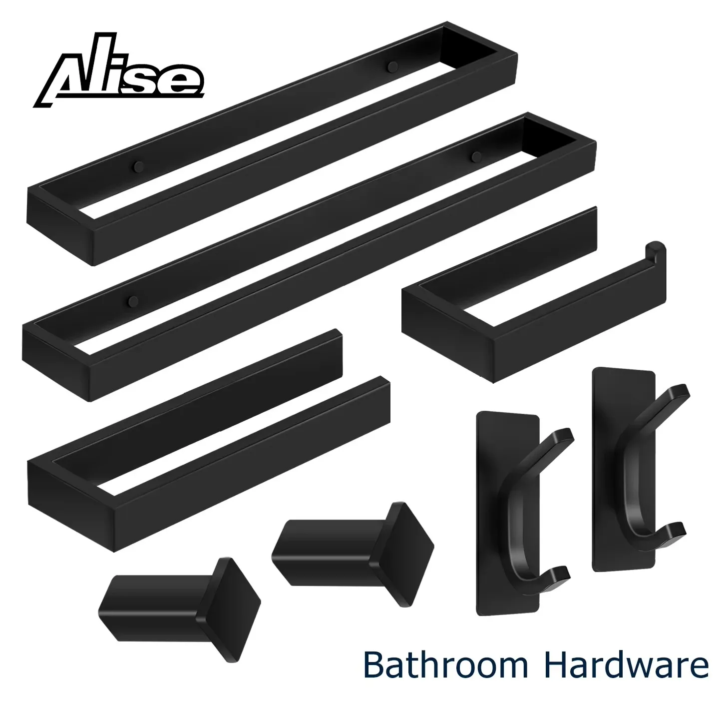 Set Accessori Bagno 6 Pezzi TNOMS – Nichel Spazzolato, Porta Asciugamani Doppio + Anello + Gancio + Portarotolo Con Ripiano