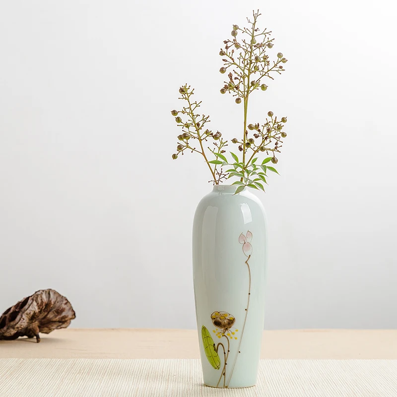 Jingdezhen Hand-painted Vase Zen Ceramic Decorative Ornaments New Chinese Style Small Flower Arrangement 4