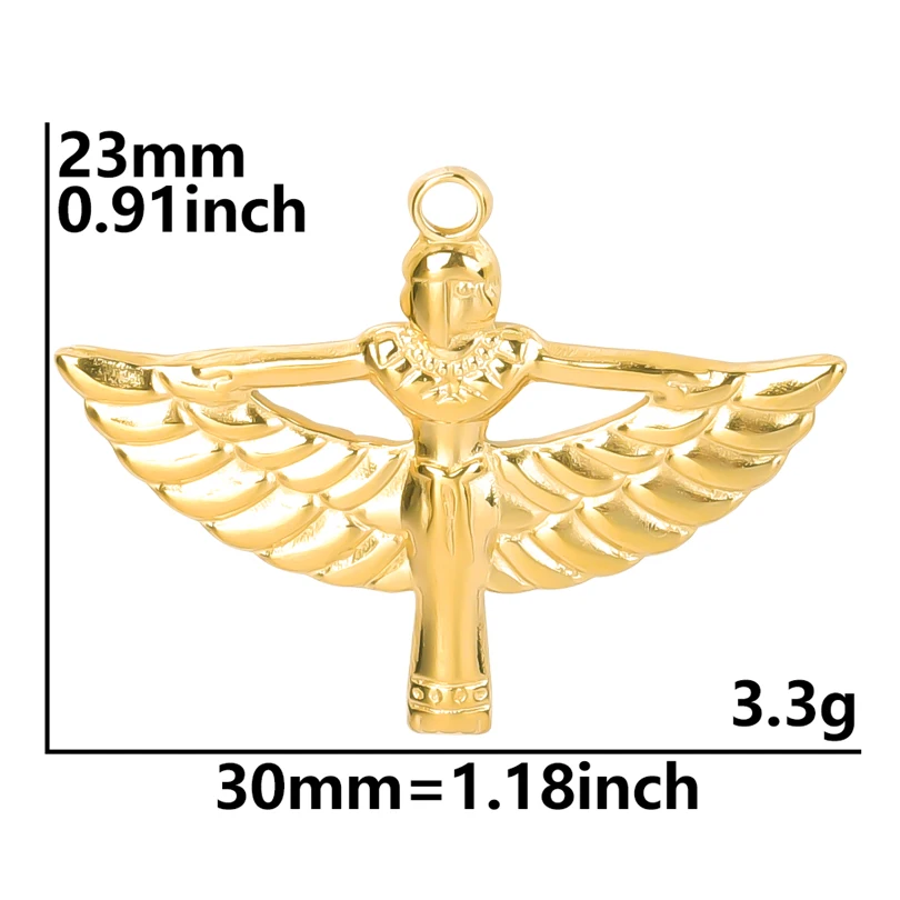 10pcs/lot Gold Color Egyptian Goddess ISIS Charm Stainless Steel
