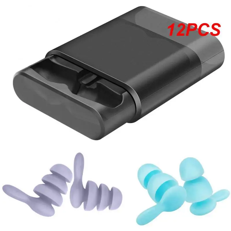 

12PCS Comfort Silicone Waterproof Swimming Earplugs Durable Hearing Protectors With Protective Shell Noise Reduction Sleeping