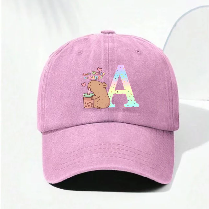 Charming Capybara Alphabet Baseball Cap – Summer Adjustable Sun Hat
