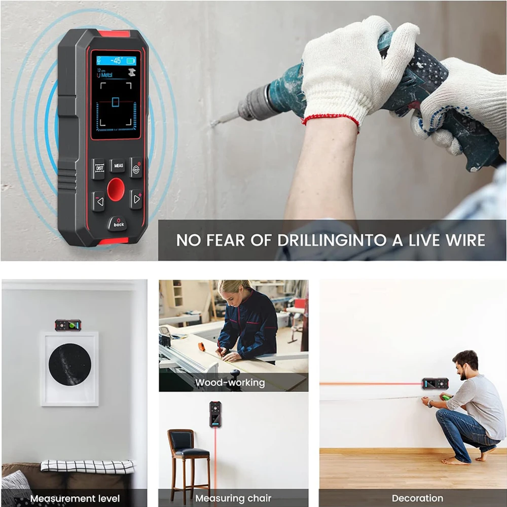 NOYAFA Metal Detector NF-518S Wall Scanner Digital Laser Rangefinder Wood AC Live Wires Copper Metal Tester 4