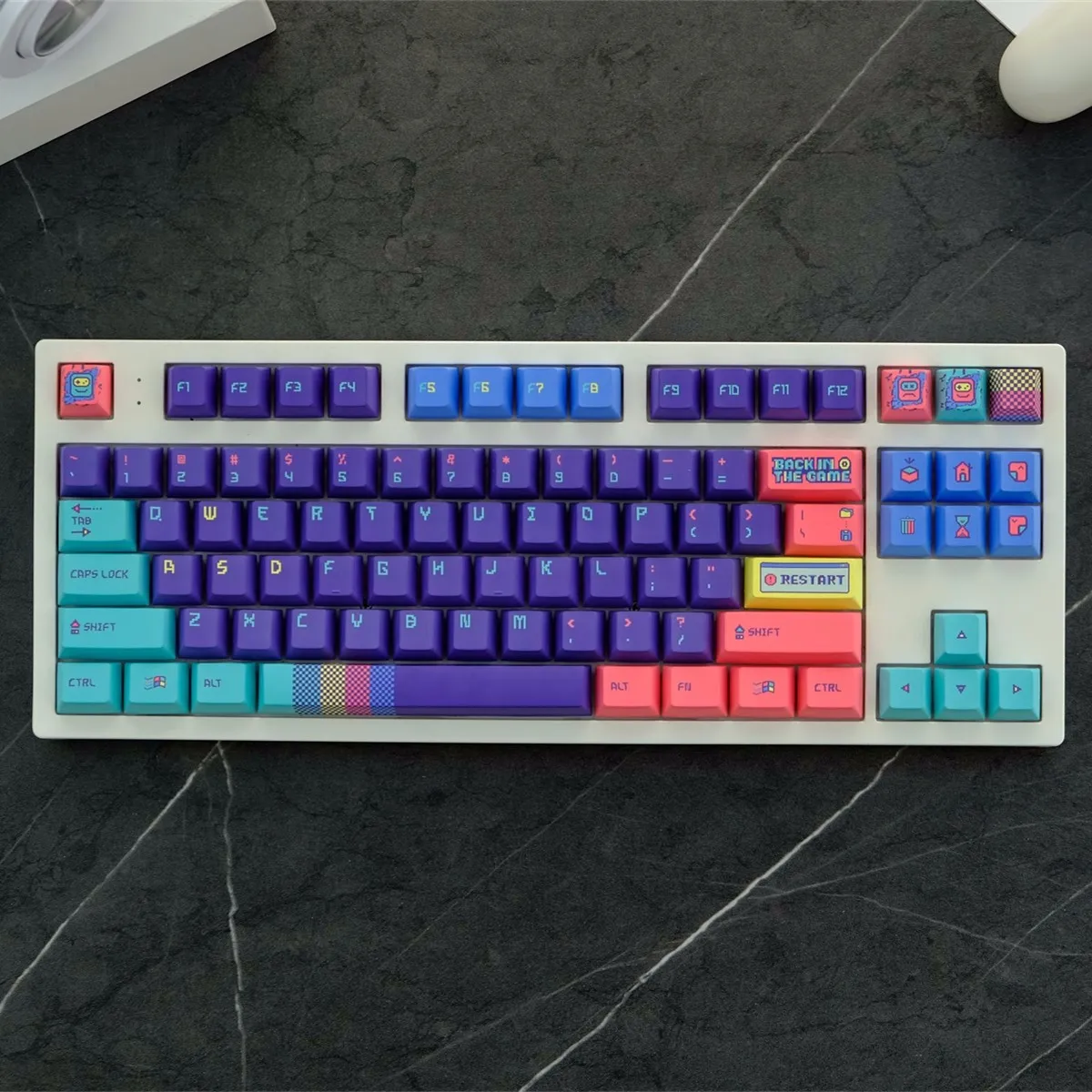 Chaves Gmk de Volta no Jogo Keycaps Cherry Perfil Pbt Tintura Sublimação Gameboy Keycap para mx Switch 61 64 68 75 87 104 980 129 - Imagem 4