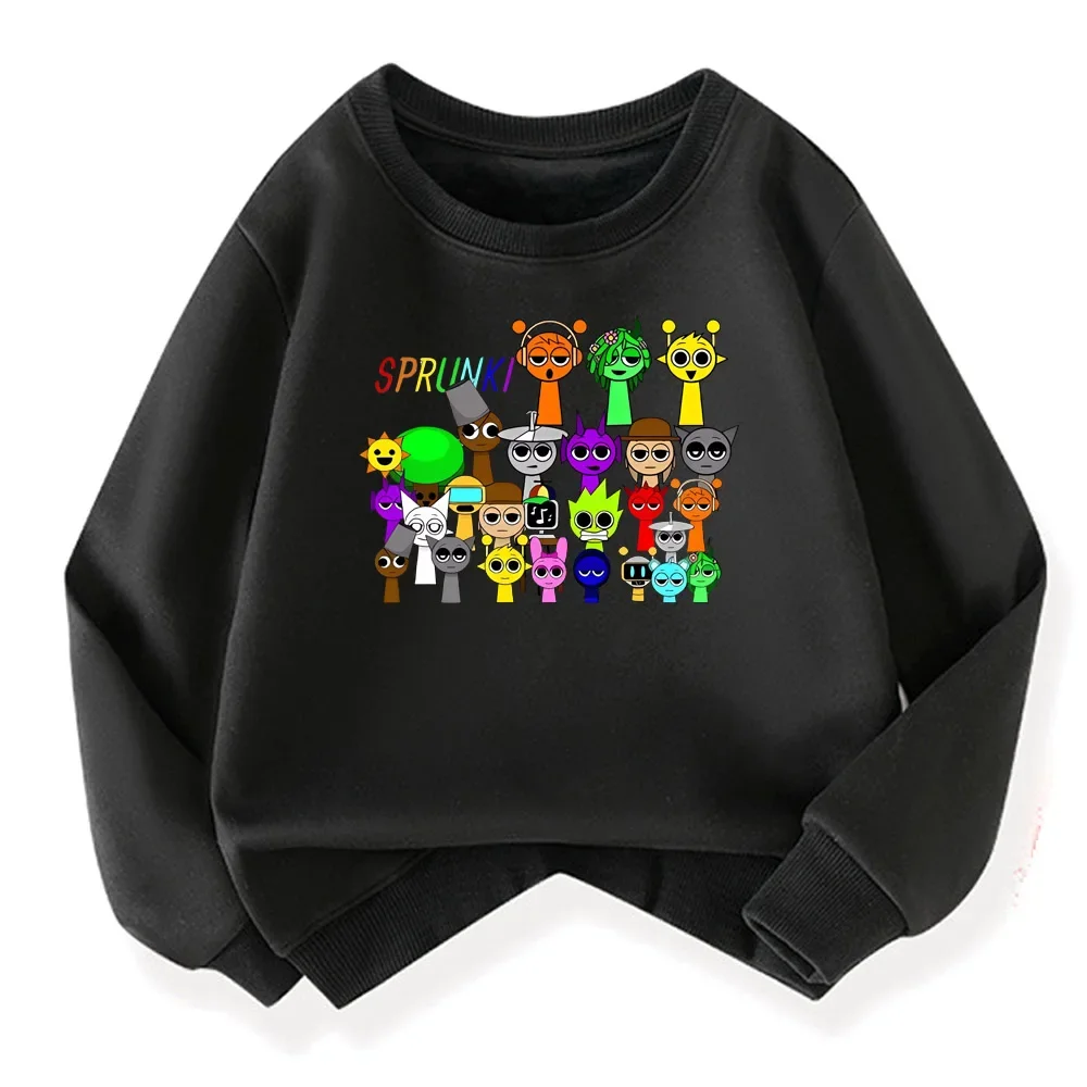 Sprunki Hoodie Fashion Kids Incredibox Hoodie Warm Sweatshirts Children's Winter Soft Clothing Cartoon Cotton Thick Hoodie 3