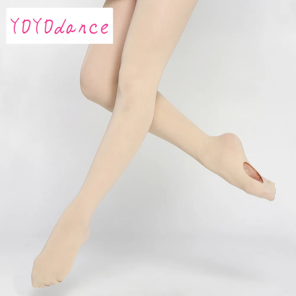 Medias de ballet de microfibra opaca de color sólido para mujer, con pies,  sin pies, convertibles, estribo