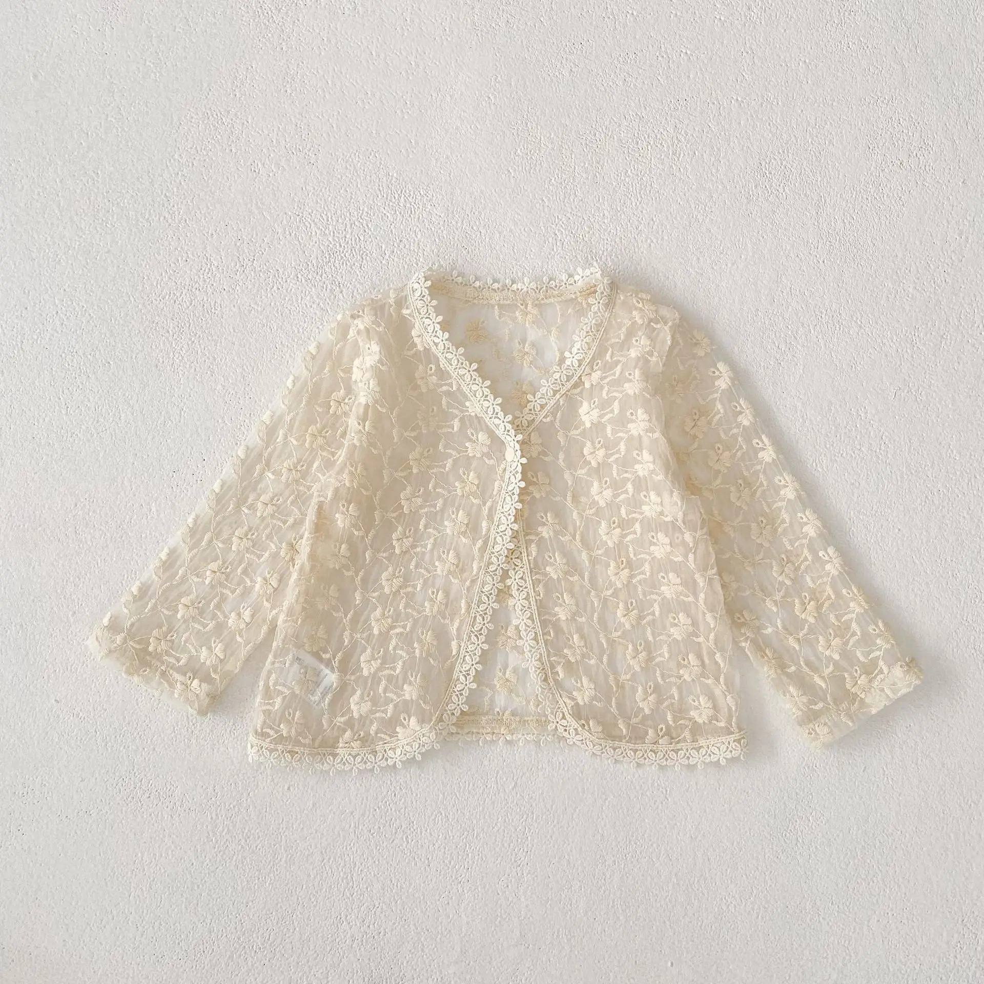 0-3T Newborn Kid Baby Girl Clothes Spring Summer Sunscreen Clothing Long Sleeve Jacket Flower Embroidery Transparent Coat