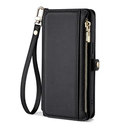 Fashion Multifunction Zipper Wallet and Phone Protection Case for Redmi Note 14 Pro 4G (Black)