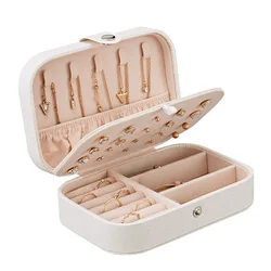 Elegant Portable Leather Jewelry Organizer with Zipper Closure (WHITE)