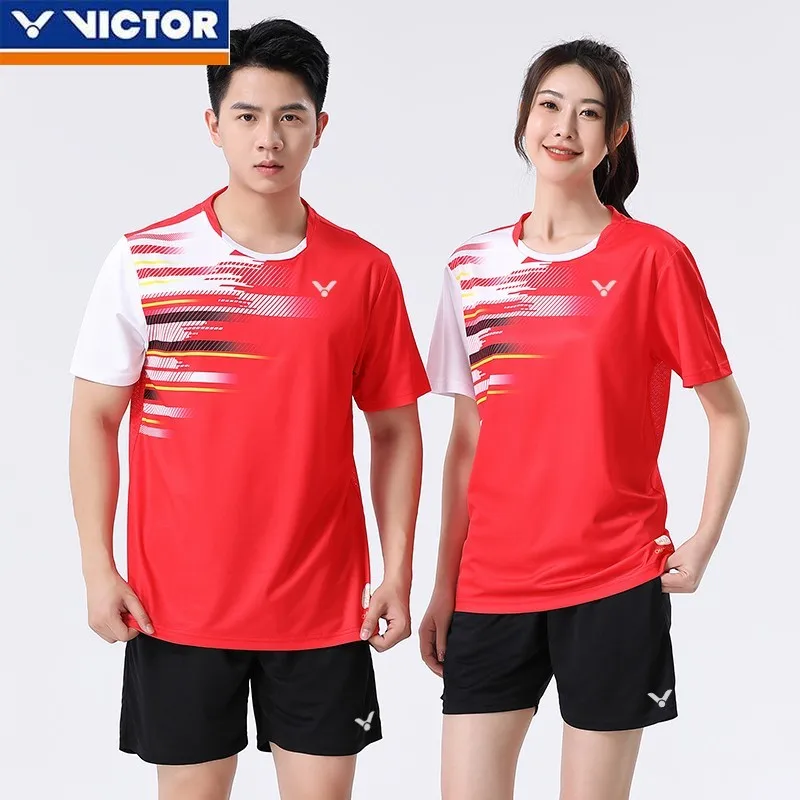 VICTOR Men Women Spring Autumn Professional Badminton Set Breathable Competition Training Quick-drying Sports Four-piece