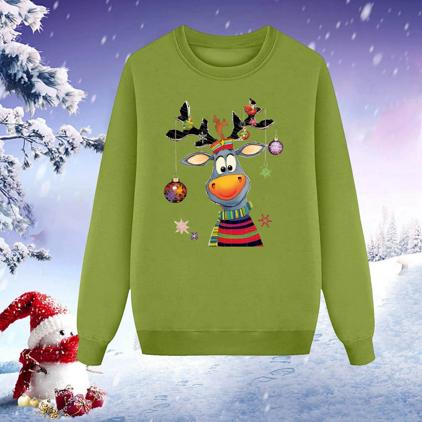 thumbnail image 1 of Conjunto familiar a juego con estampado de ciervos, sudaderas con capucha con estampado de manga larga para Navidad, sudadera para madre e hija, blusa, camisas para familia, 1 of 5