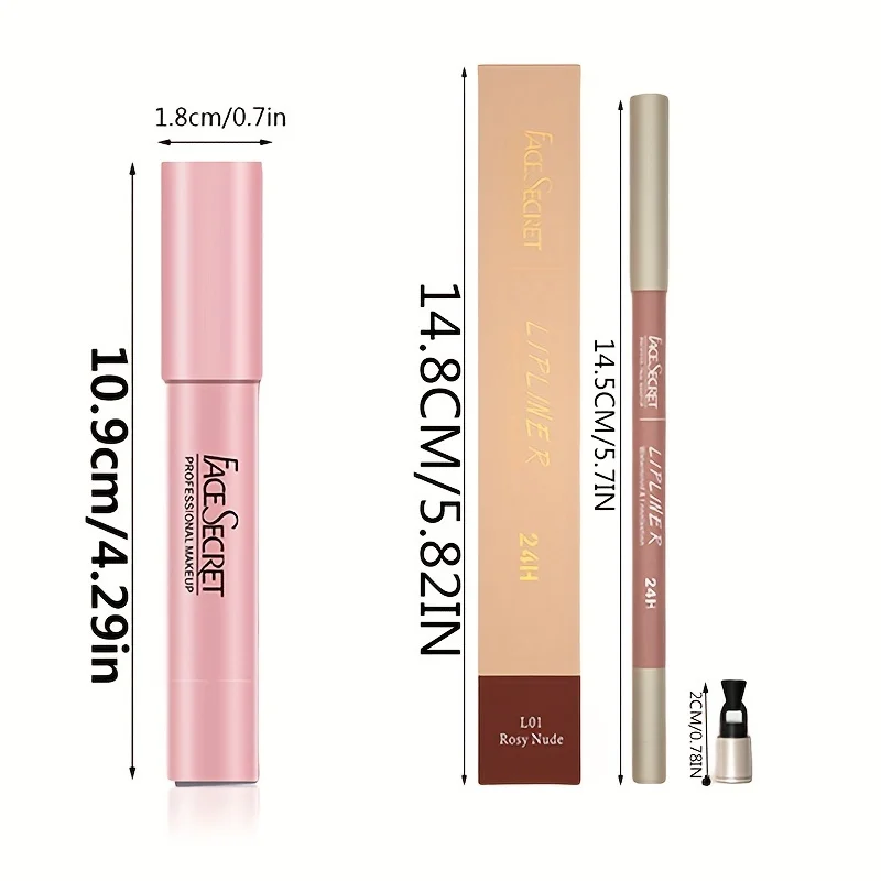 Matte Lipstick+Lip Liner Set,Long Lasting Waterproof Nude Soft Matte Color Rendering With a Built-in Pencil Sharpener 6