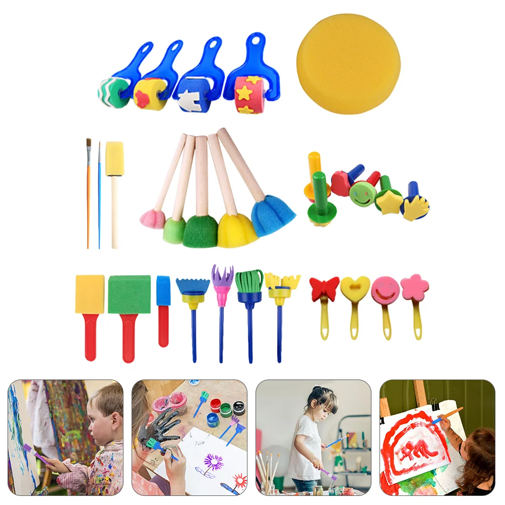 

30 Pcs Graffiti Tool Sponge Drawing Kids Paint Kit Tools Painting Brush Sponges