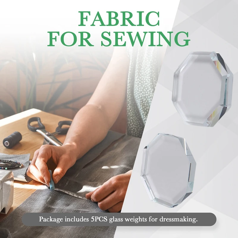 A15F-5PCS Glass Pattern Weights For Sewing, Fabric Sewing Weight Cloth Dressmaking Pattern Making And Sample Cutting Weights
