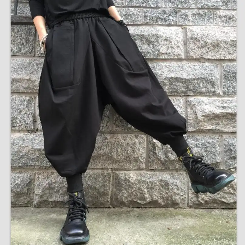 Large size 2023 Autumn/Winter New Street  Korean Low Crotch Pants Strap Harun Pants Long Pants Women's Fashion