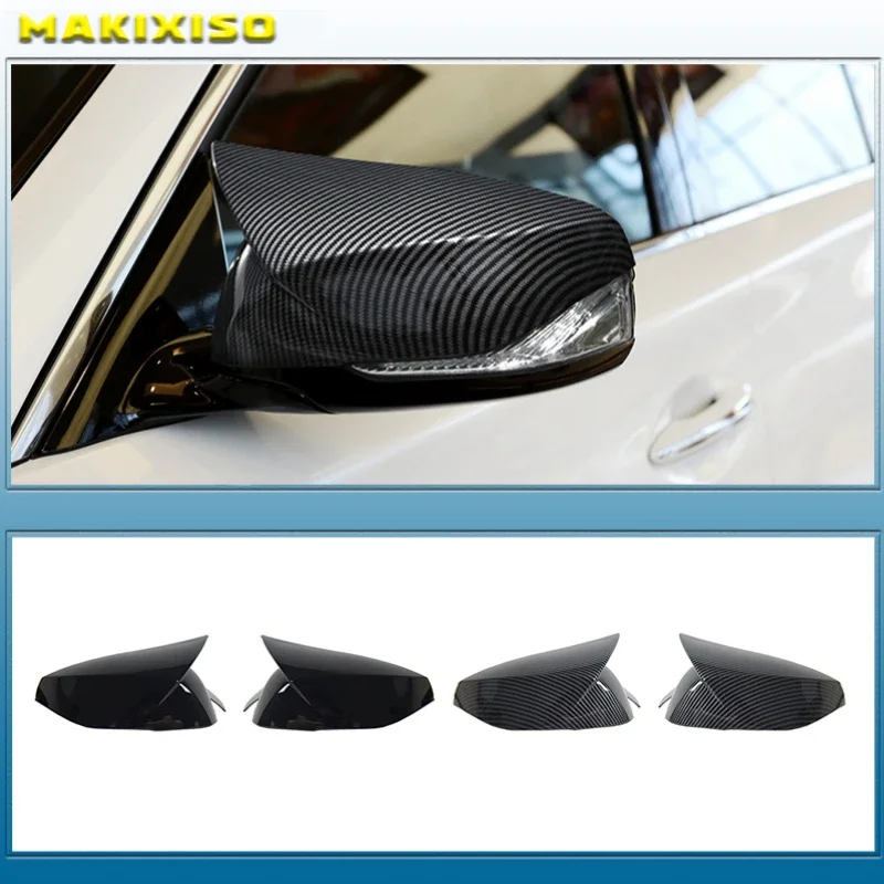 

2Pcs Car Side Rearview Mirror Cover Cap Carbon Black Style/Glossy Black For Infiniti Q50 Q60 QX30 Q70 All Models 2014-2021