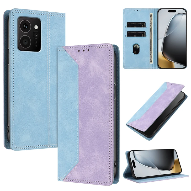 HMD Skyline Magnetic Flip Case – Fashion Color Block Leather Phone Cover