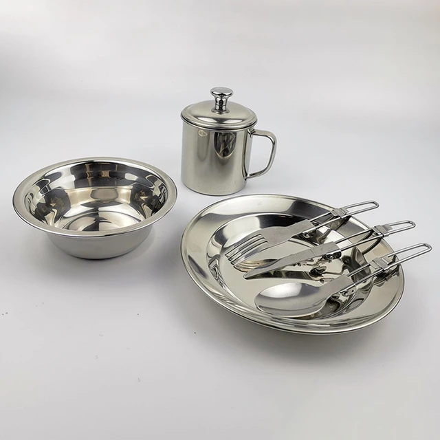 Cm Camping Teller Set Teller Set Edelstahl Multi Salat Gericht Silber  Camping