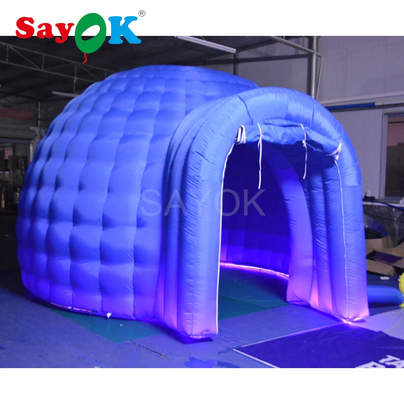 

Blue Inflatable Igloo Dome Tent With Led Lights For Party/event/festival/wedding Decoration