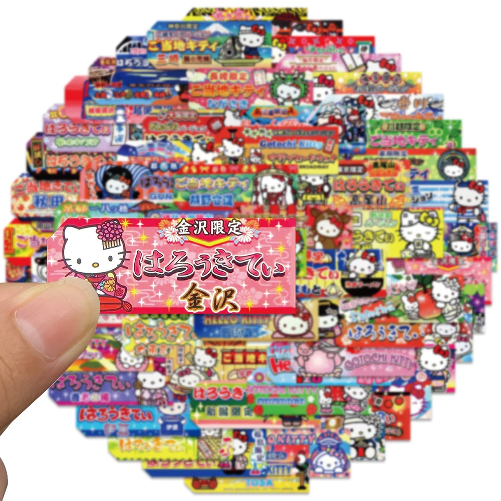 60pcs Sanrio Hello Kitty Labels Sealing Stickers Aesthetic Decorative Stationery Phone Laptop Waterproof Cute Kid Sticker