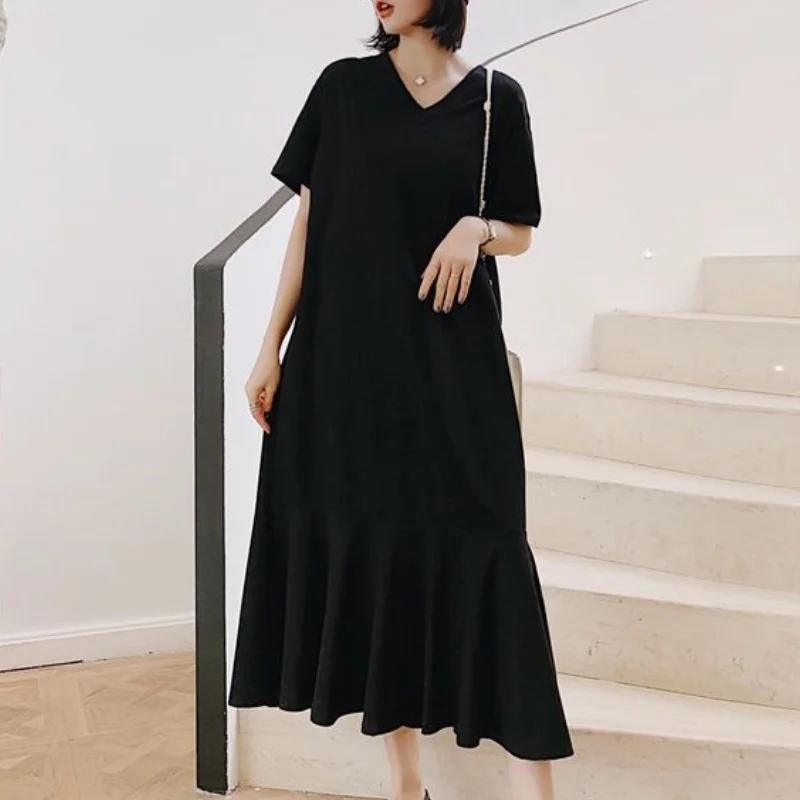 الكورية عادية شيك سيدة حجم كبير ميدي فتاة حلوة فست...