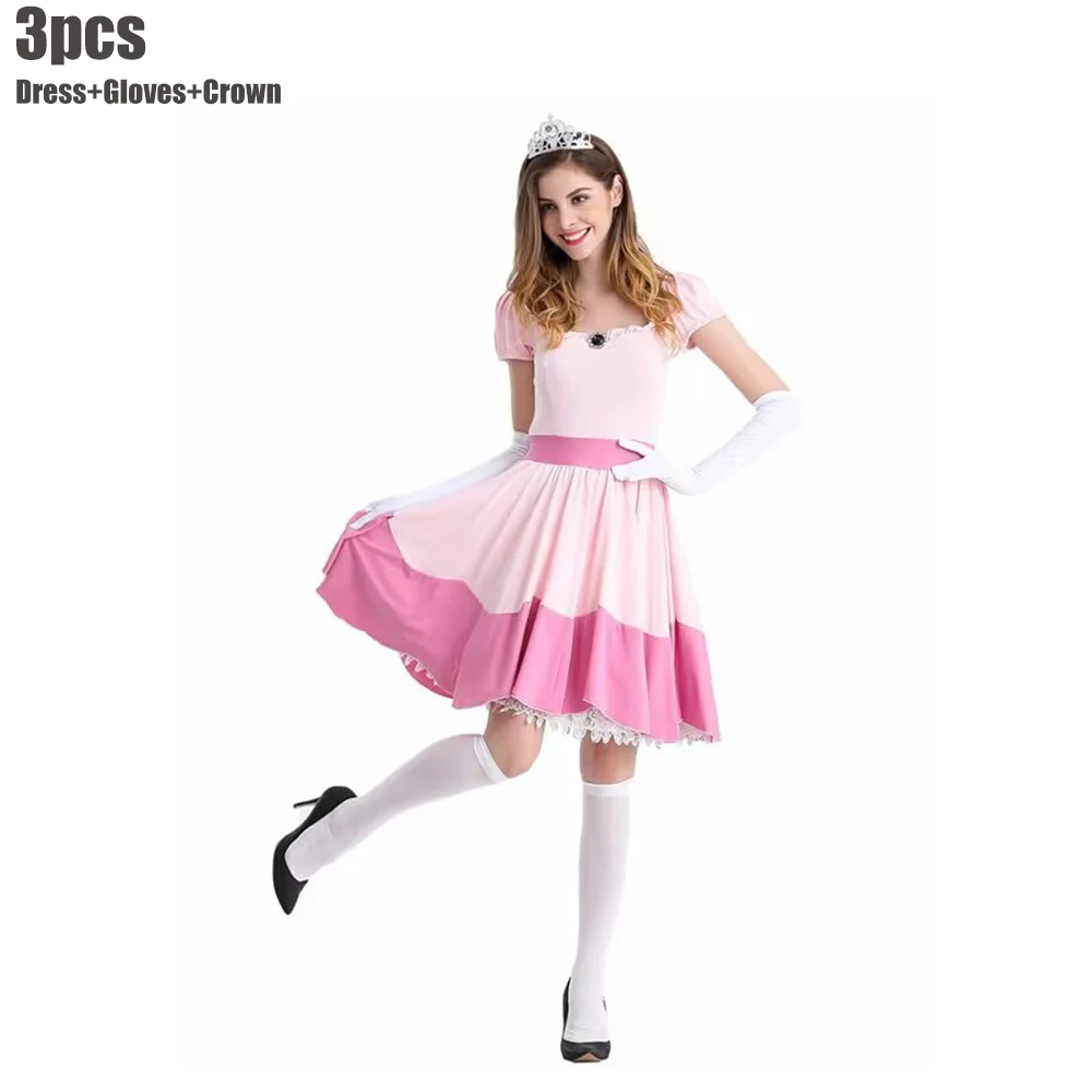 thumbnail image 1 of Disfraz de princesa de melocotón para mujer, vestido de princesa bella para fiesta de Halloween, vestido de cumpleaños para madre e hijos, fiesta de Carnaval, 1 of 5