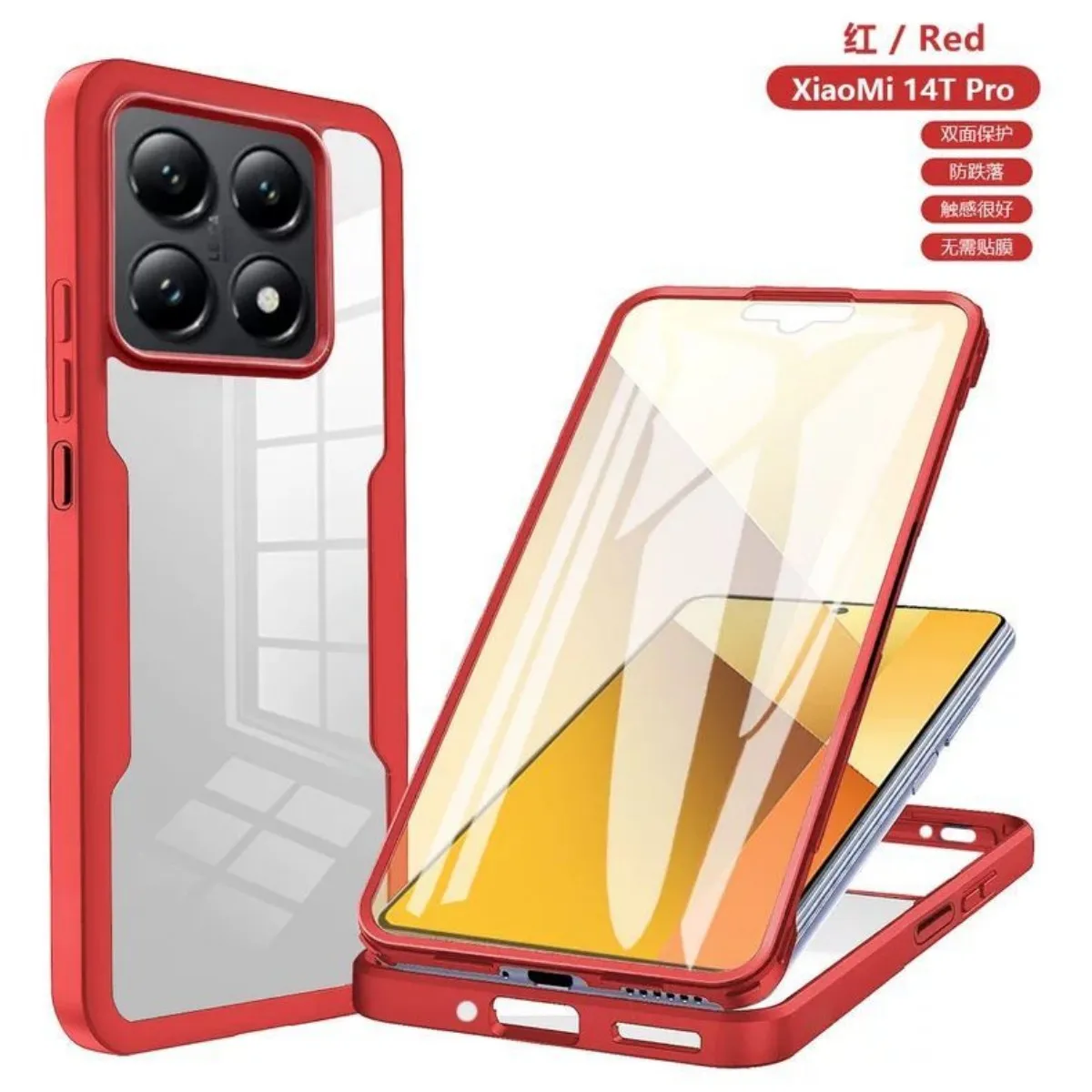 360° Shockproof Phone Case with Built-in Screen Protector and Transparent Back