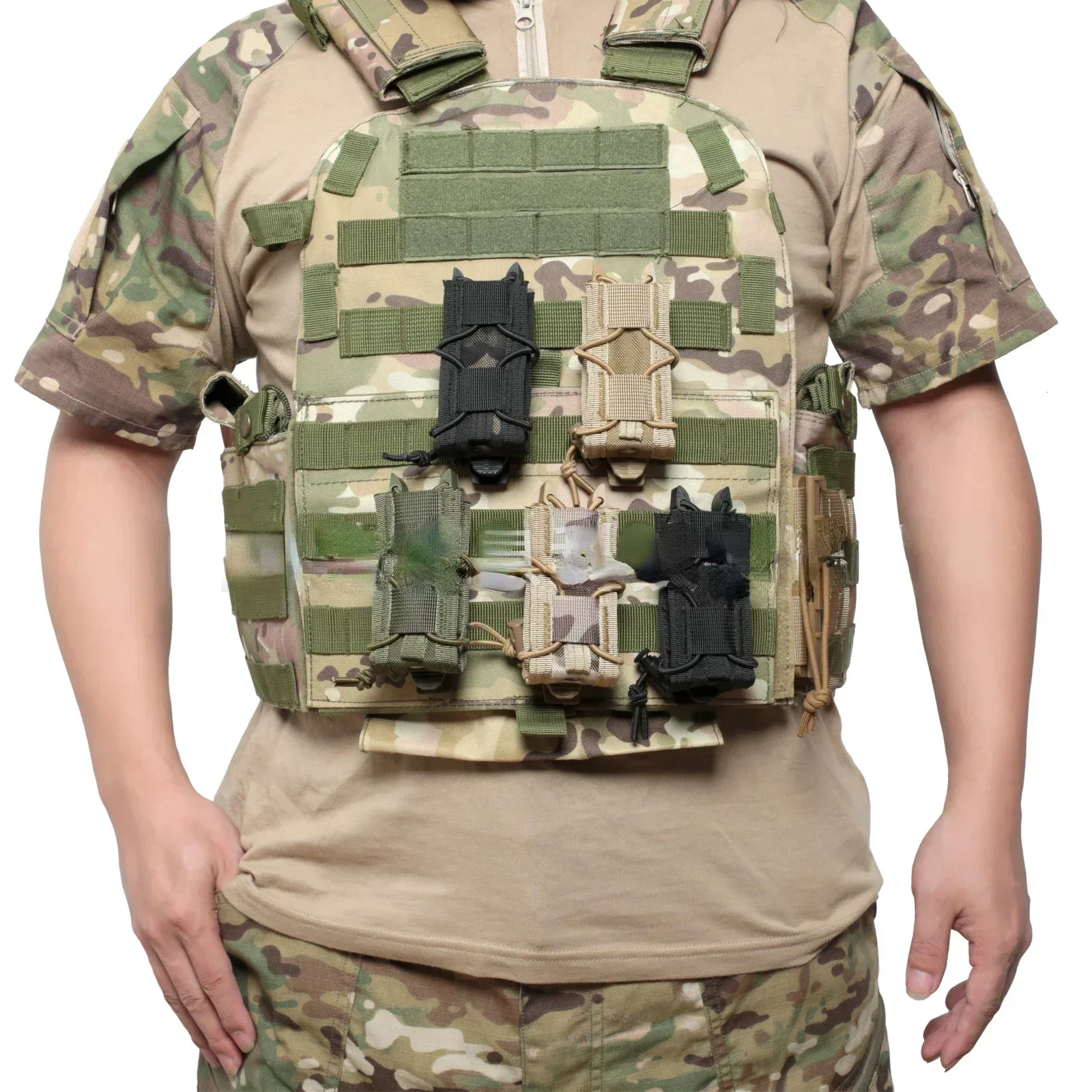 Magazine Pouch Tactical Magazine Pouch 9MM Pistol Single Mag Bag Molle Flashlight Torch Holder Pouches Hunting Knife Holster Shooting Airsoft