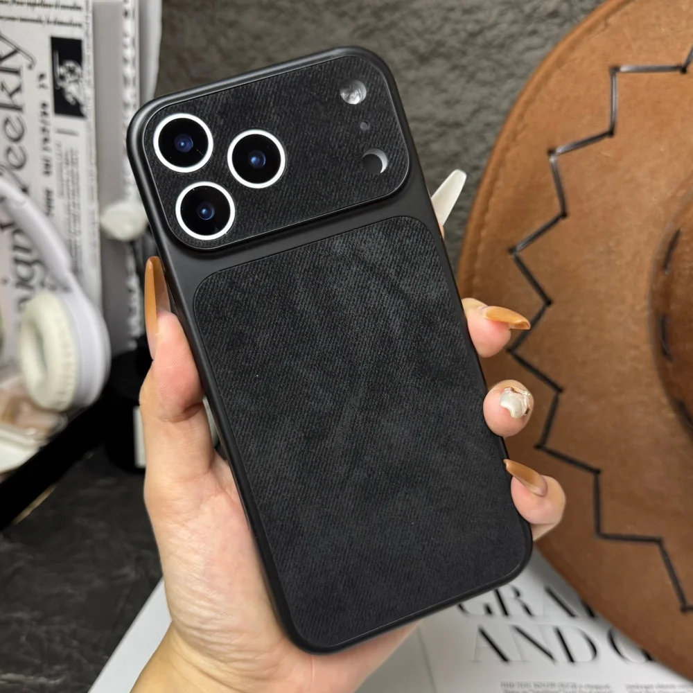 Plating Denim Texture Shockproof Phone Case with Full Camera Protection