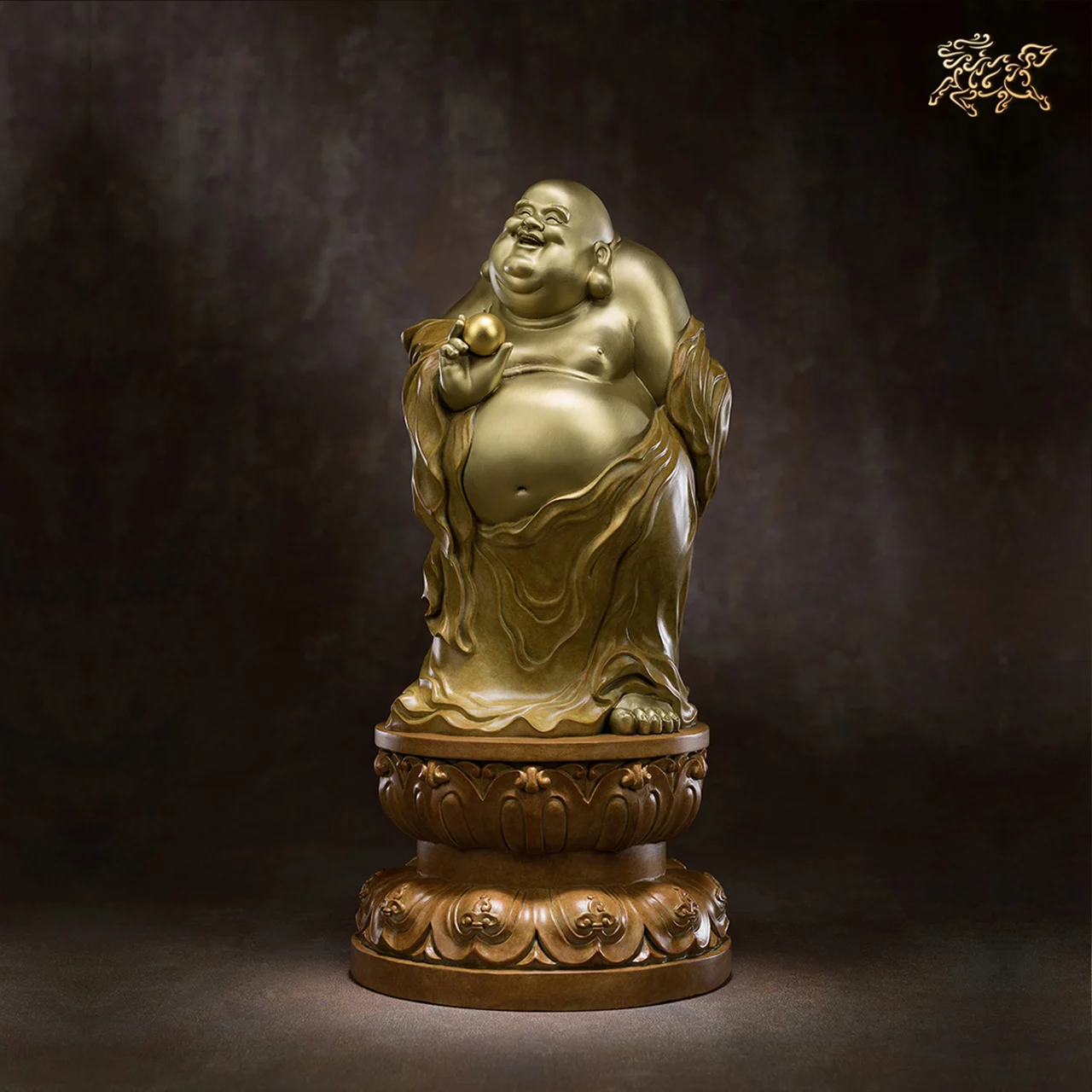 

2024 new high grade Buddhist wealth God Maitreya Buddha statue family Protect bring money good luck Handmade brass Sculpture Art