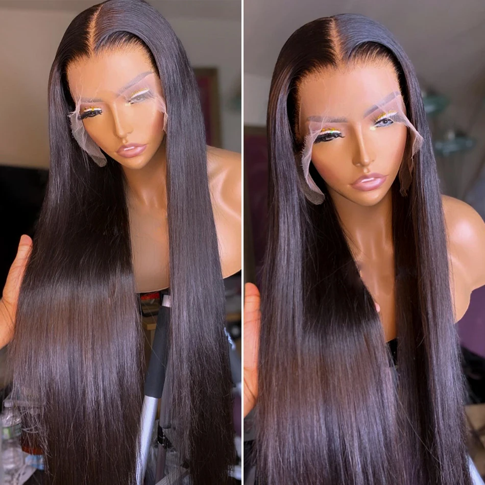 13x4 Transparent Lace Frontal Wig 40 Inch Straight Human Hair For Women 13x6 Brazilian Hd Lace Front Glueless Wigs Ready To Wear women human hair lace front wig straight frontal wigs 13x4 13x6 ombre ash blonde highlights colored transparent 150% glueless