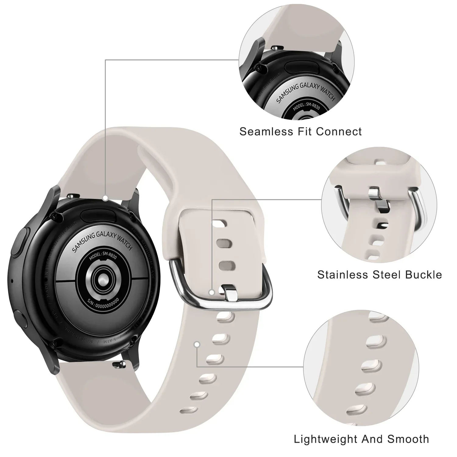 20mm Silicone Watch Strap - Universal Fit, Sporty Design